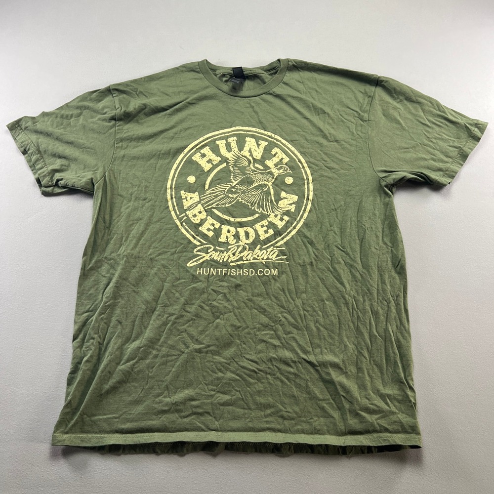 Gildan T Shirt Mens XL Olive Green Hunt Aberdeen South Dakota Pheasant Softstyle
